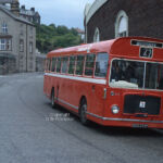Whitehaven Bus Station. NBC decided that money could be saved by not painting the waistbands white - allegedly, £15 - thereby making the already dismal poppy red livery even worse. This RELL seems to have escaped that fate -most of the others at that time had lost their white bands. Bristol RE 273 OAO273F at Whitehaven