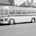 One of Royal Blue's first batch of 1962 style Bristol MW coaches, in Southampton Coach station, wearing the NBC South West area coach livery. Bristol MW 2xxKTA at Southampton