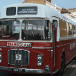 Red & White's 1968 batch of Bristol RELH6L/ECW coaches had already started to be downgraded to dual purpose status by the time National Welsh was formed in 1978. Here, the former RC268 is seen with route branding for a limited stop service on its home territory in South Wales, but near to one of its former haunts - Victoria Coach station in London. Bristol RELH OAX2F near Victoria Coach Station London