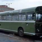 This deep, flat windscreen RELL is seen in Exeter Bus Station. Bristol RELL POD826H at Exeter bus station
