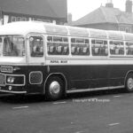 One of the 1963 batch of MW coaches in Southampton Coach Station, in the traditional Royal Blue livery. Unlike the RELHs, the MWs did not have the window surrounds picked out in blue. Bristol MW 761MDV at Southampton