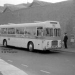 Southampton Coach Station
NBC South West region introduced introduced a "corporate" style for coaches of subsidiary companies in that region, a couple of years before the introduction of the nationwide scheme. The base colour was always white, with a waistband in the operator's chosen colour, and a bold white fleetname. For reasons probably now lost in the mists of time, Bristol OC chose a magenta relief. At least the greyhound lived on, but the result was pretty dire. Just not as dire as the replacement in 1972. Bristol RELH NHW310F at Southampton