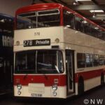 The four evaluation vehicles were all different, and 278 was a Leyland Olympian, again still in traditional livery. The bodywork is rather plainer than on 277, lacking the drooped window line on the upper deck towards the front, and having a generally more upright shape to the front. Leyland Olympian A278ROW at Portswood (1)